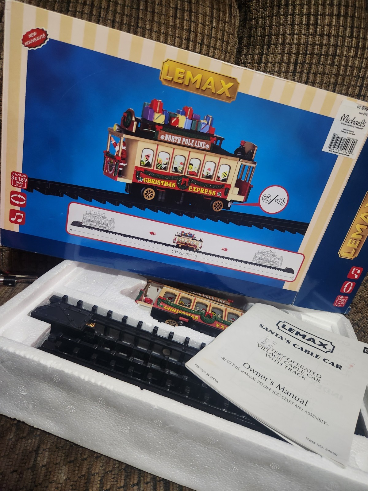 Lemax Santa’s Cable Car North Pole Line Railroad Trolley #54960 Pls Read