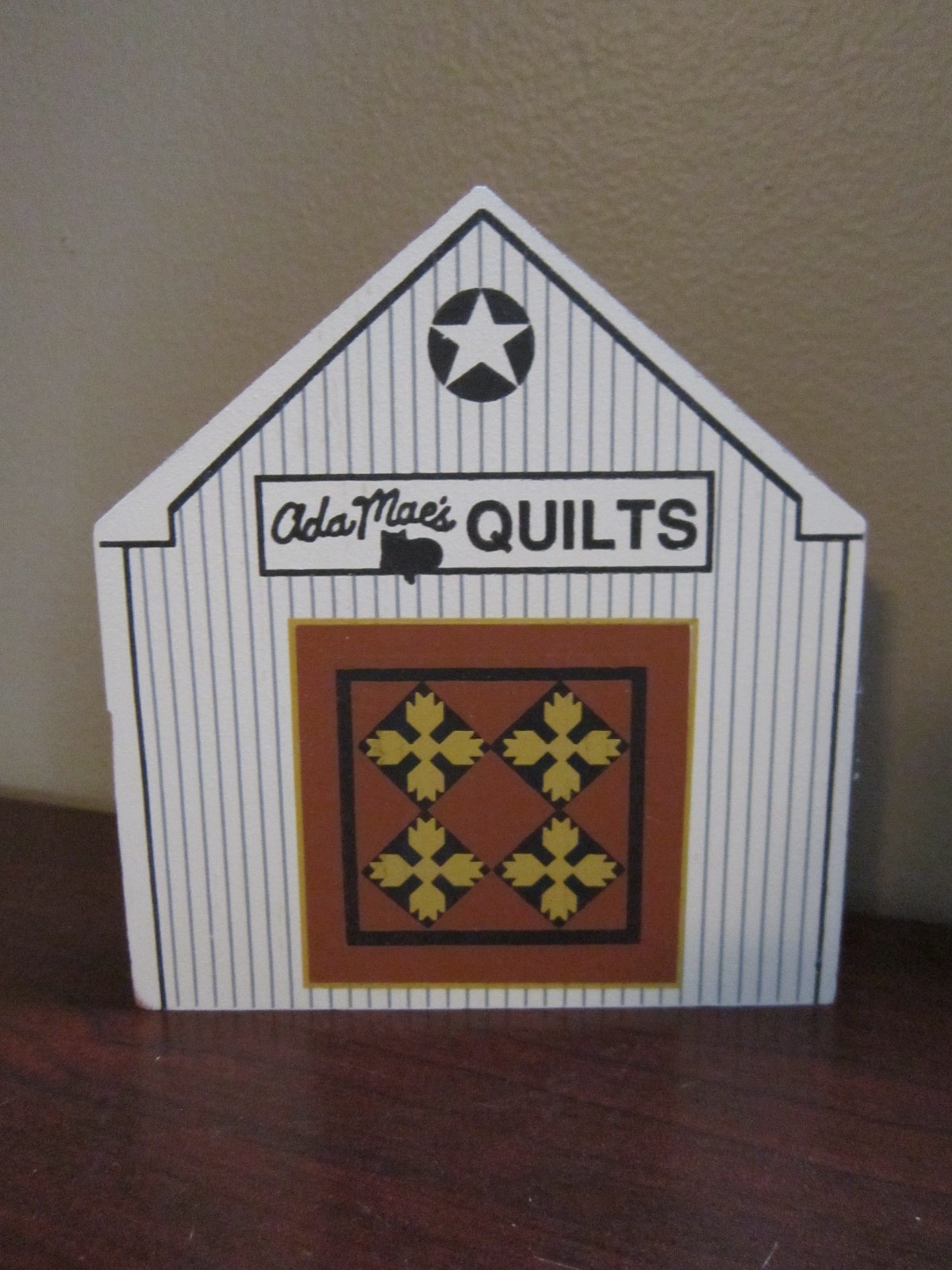 ADA MAE’S QUILTS BARN CAT’S MEOW VILLAGE WOOD OHIO AMISH 1991 SIGNED FALINE ’91