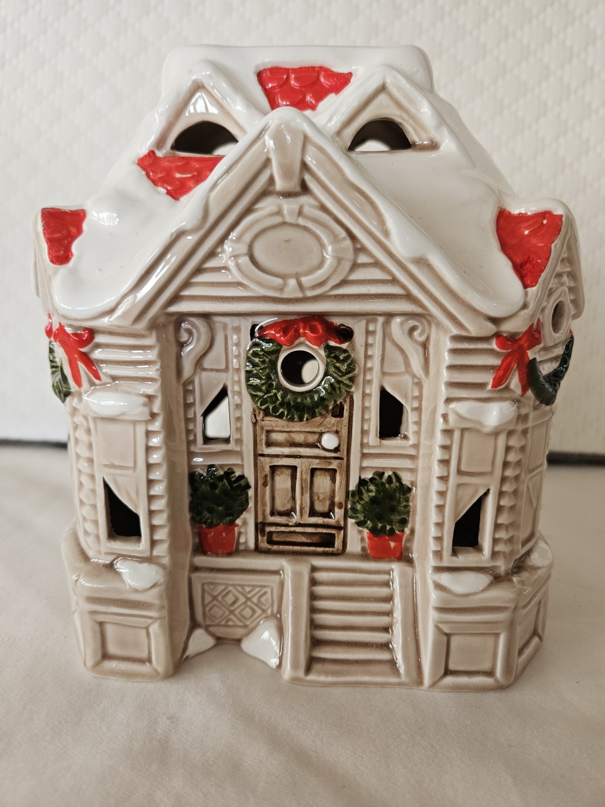 Vintage Fitz & Floyd Christmas Village Victorian House 1978 Holiday Candle Light