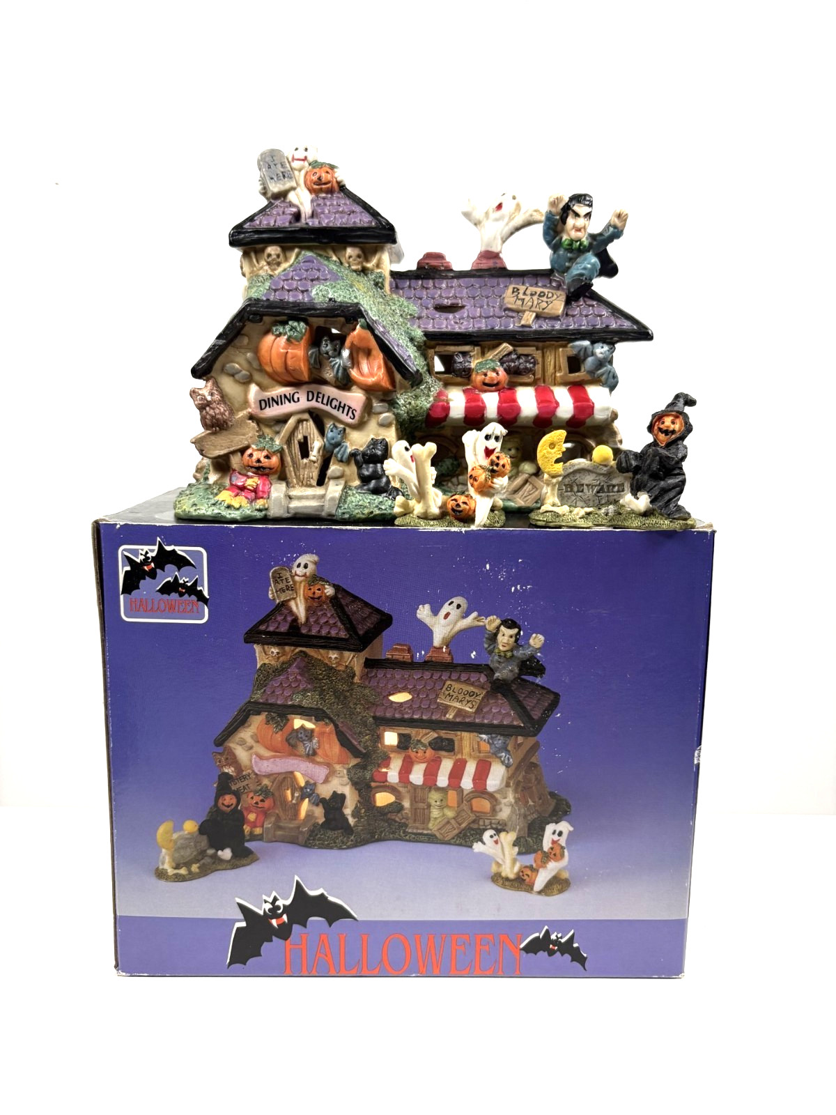 Hand Painted Porcelain Lighted Haunted House Dining Delights Light & Figures FSH