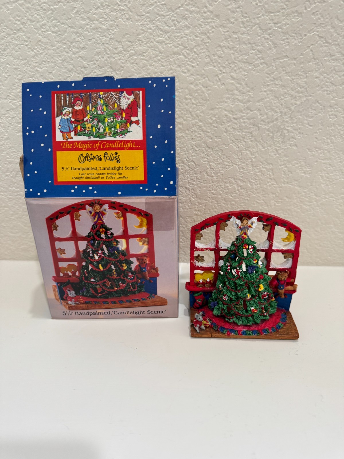1995 Holiday Workshop Christmas Follies Candlelight Scenic Handpainted Holder