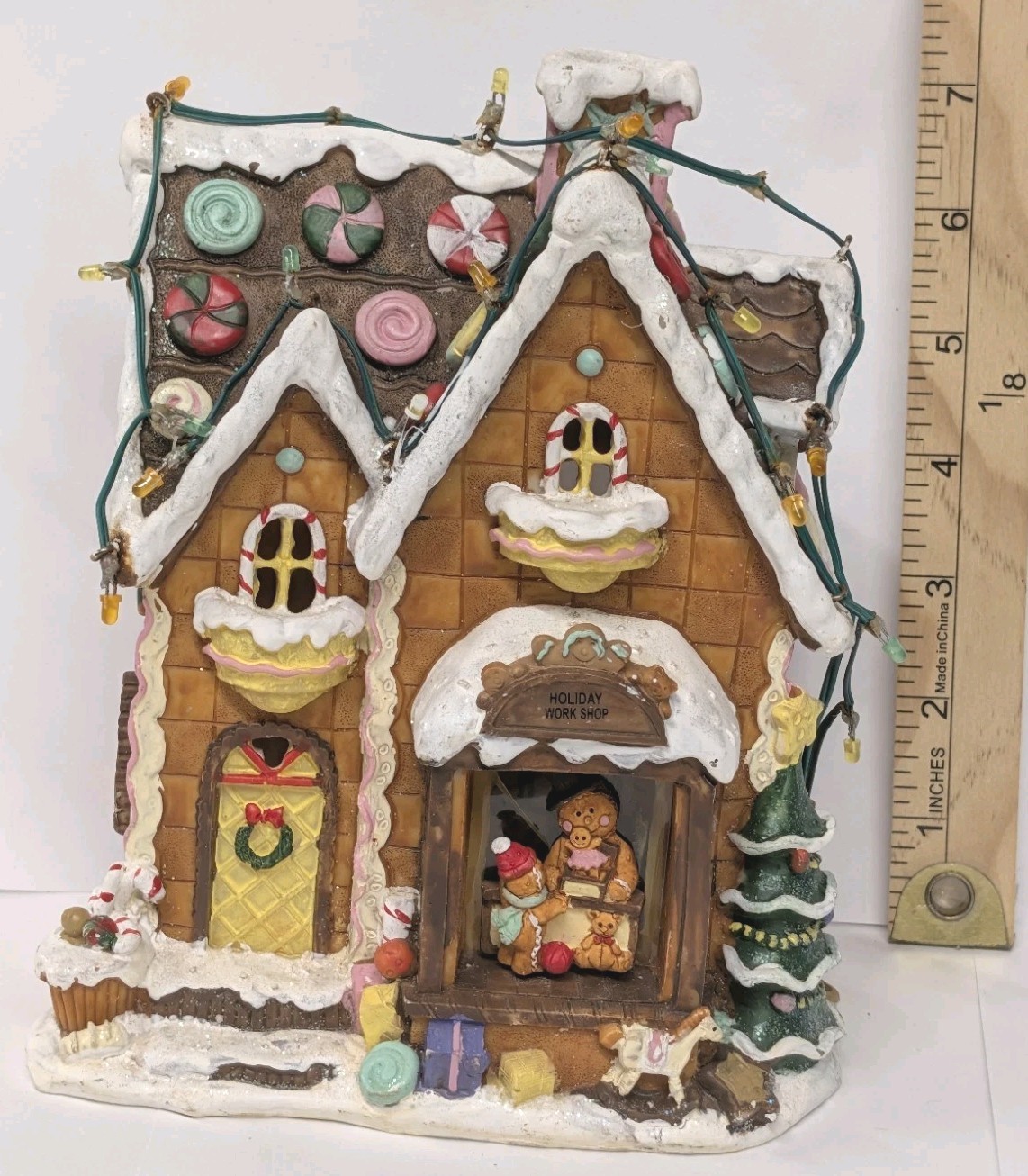 Christmas Village Town Holiday Work Shop Gingerbread House Village