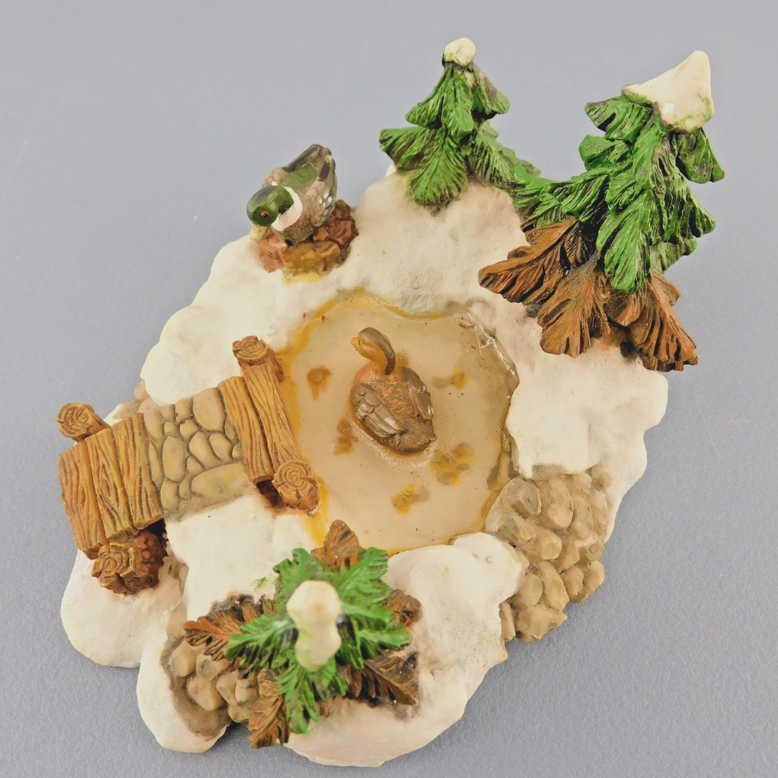 Duck Pond Scene For O’well Christmas Village 4.5″W Resin Pines Pier Holiday Time