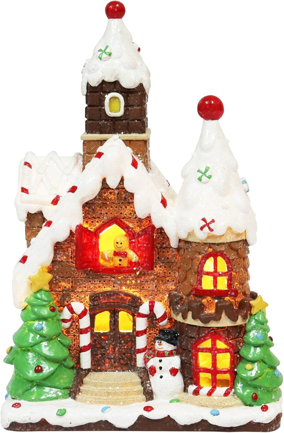 Lighted Gingerbread House Decor with LED Lights for Holiday Village Display