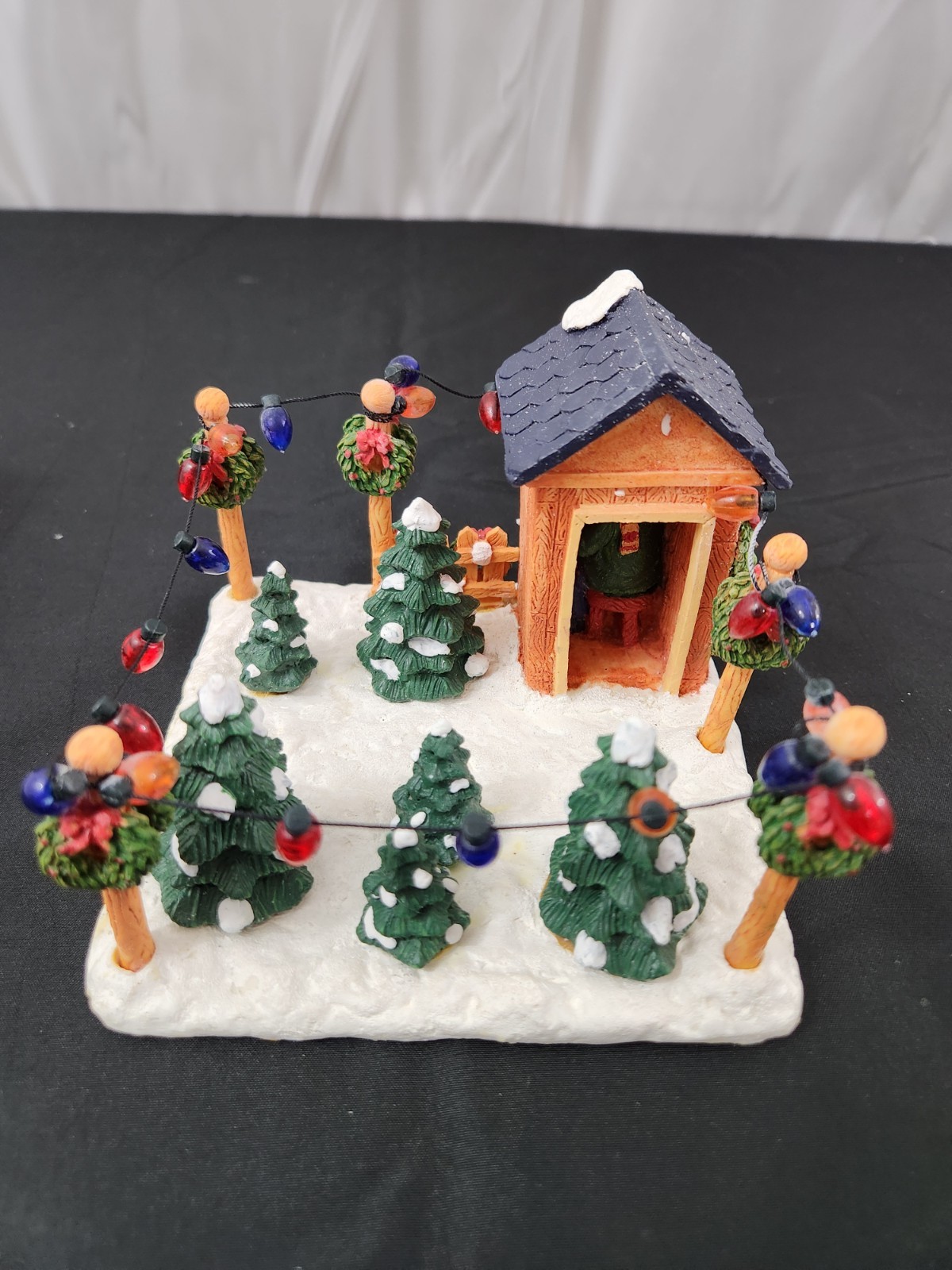 Traditions Resin Tree Lot Christmas Village Accessory Miniature Snow Scene Green