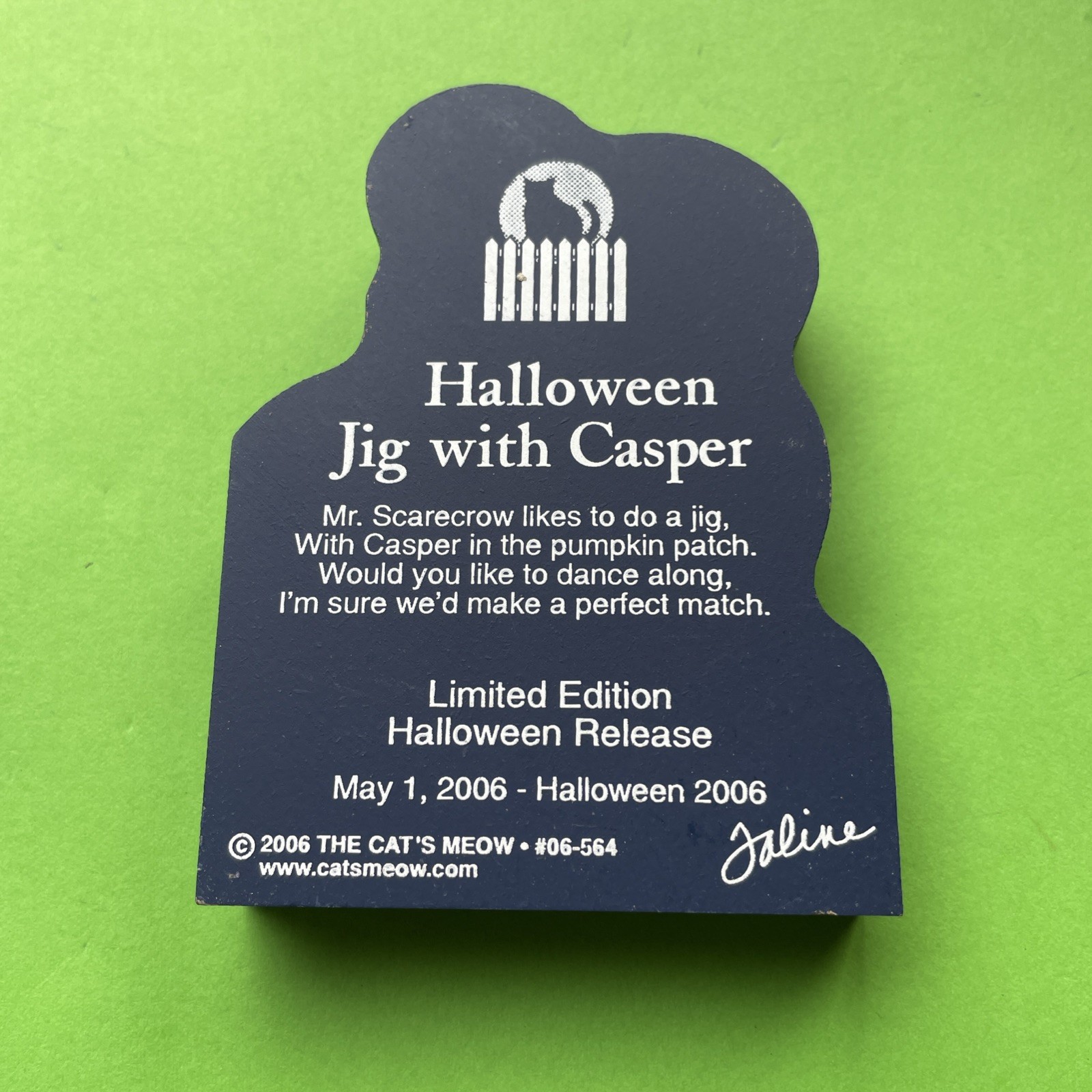 Vtg Cats Meow 2006 Wooden Halloween Jig With Casper Scarecrow Glow in the Dark