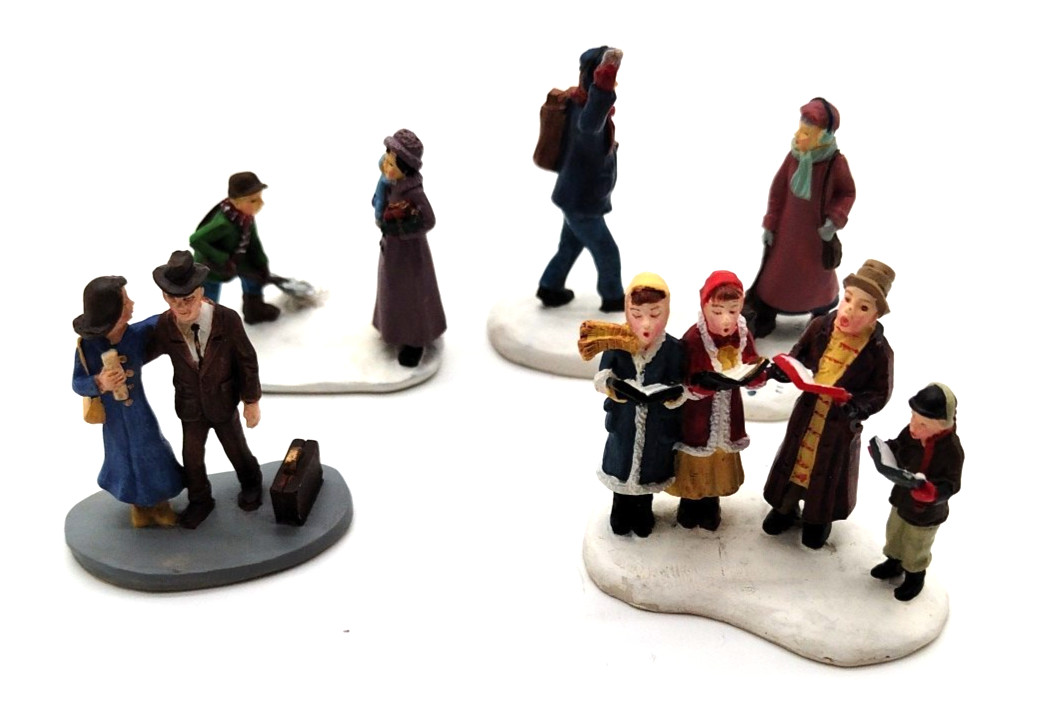 Vintage Lot of 4 Christmas Village Groups & Townsfolk Miniature Figurines