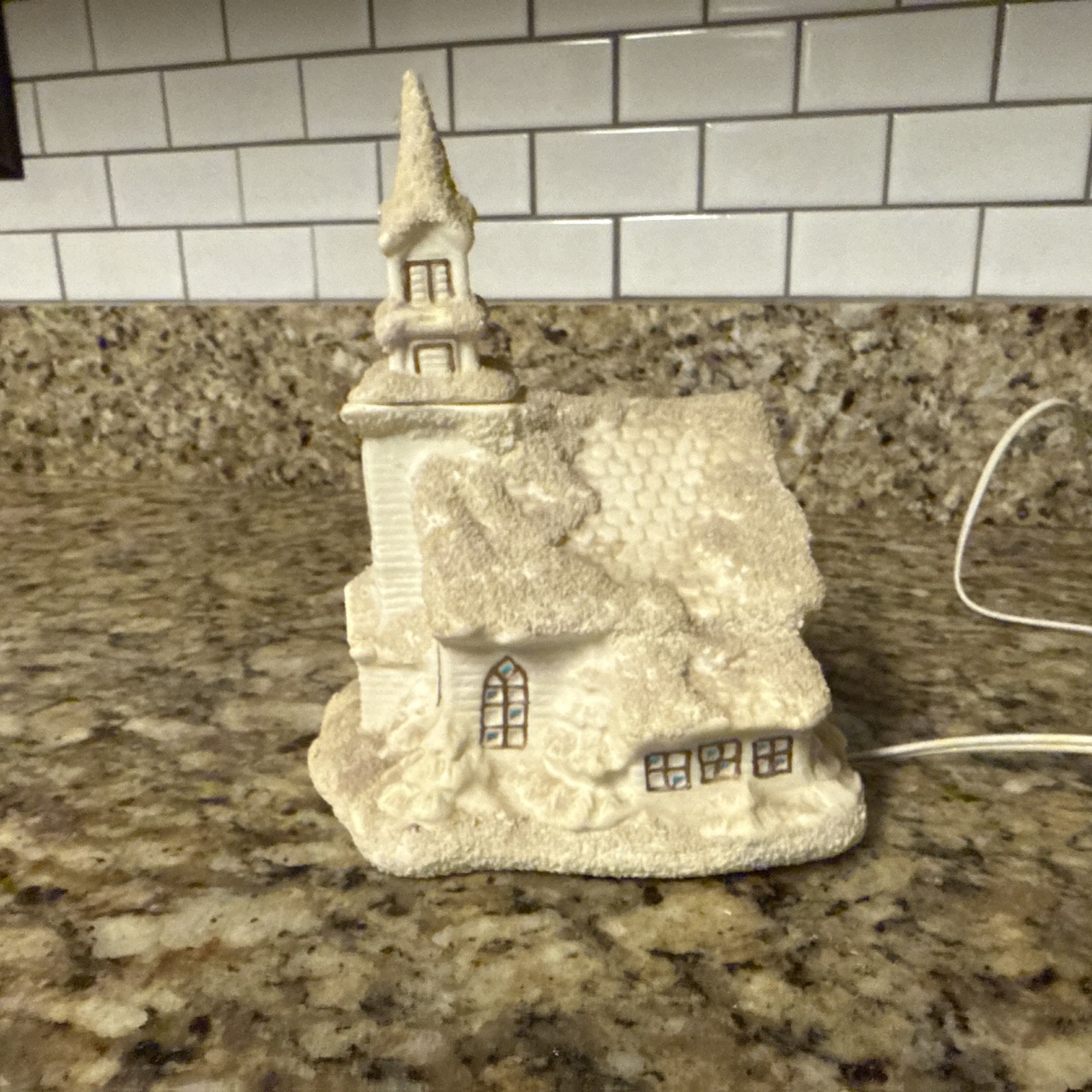 Vintage Home accents Collectible Holiday Lighted Church with light Cord & Light