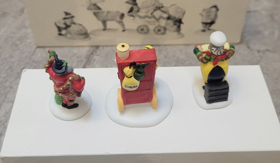 Lot Vintage Dept 56 Heritage Village Collection Toymaker Elves Toy Peddler