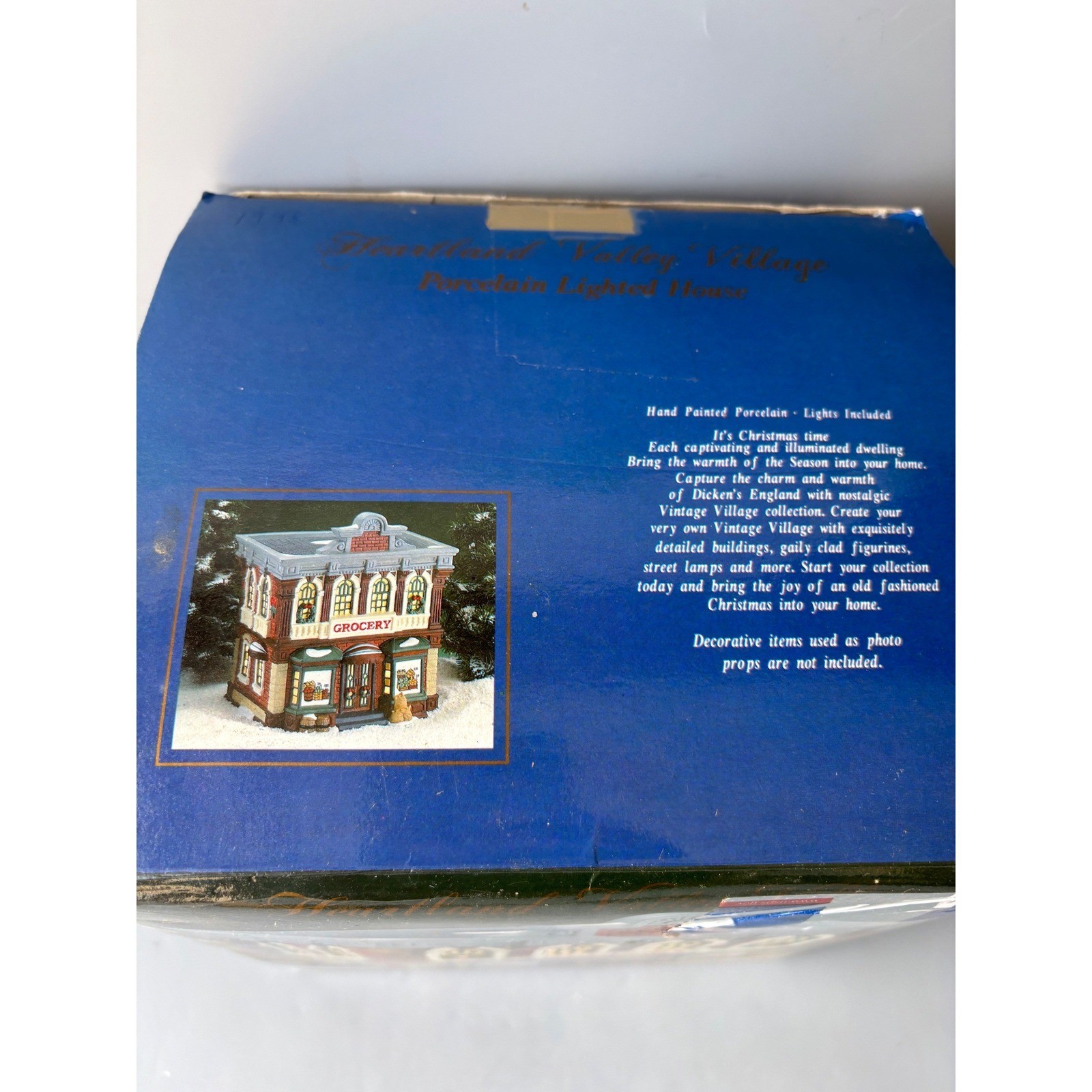 Vtg Heartland Valley Christmas Village Ceramic Grocery Store Lighted Decor