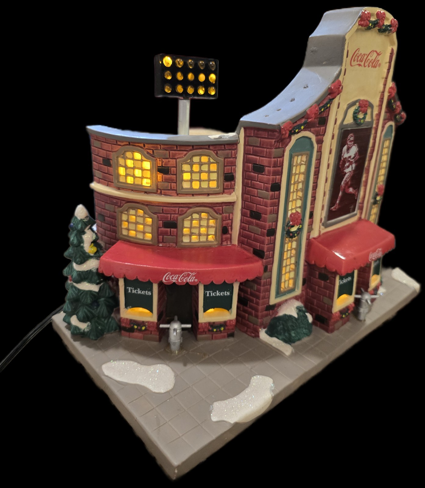Coca-Cola Christmas Village Building 2007 Lighted Baseball Football Stadium
