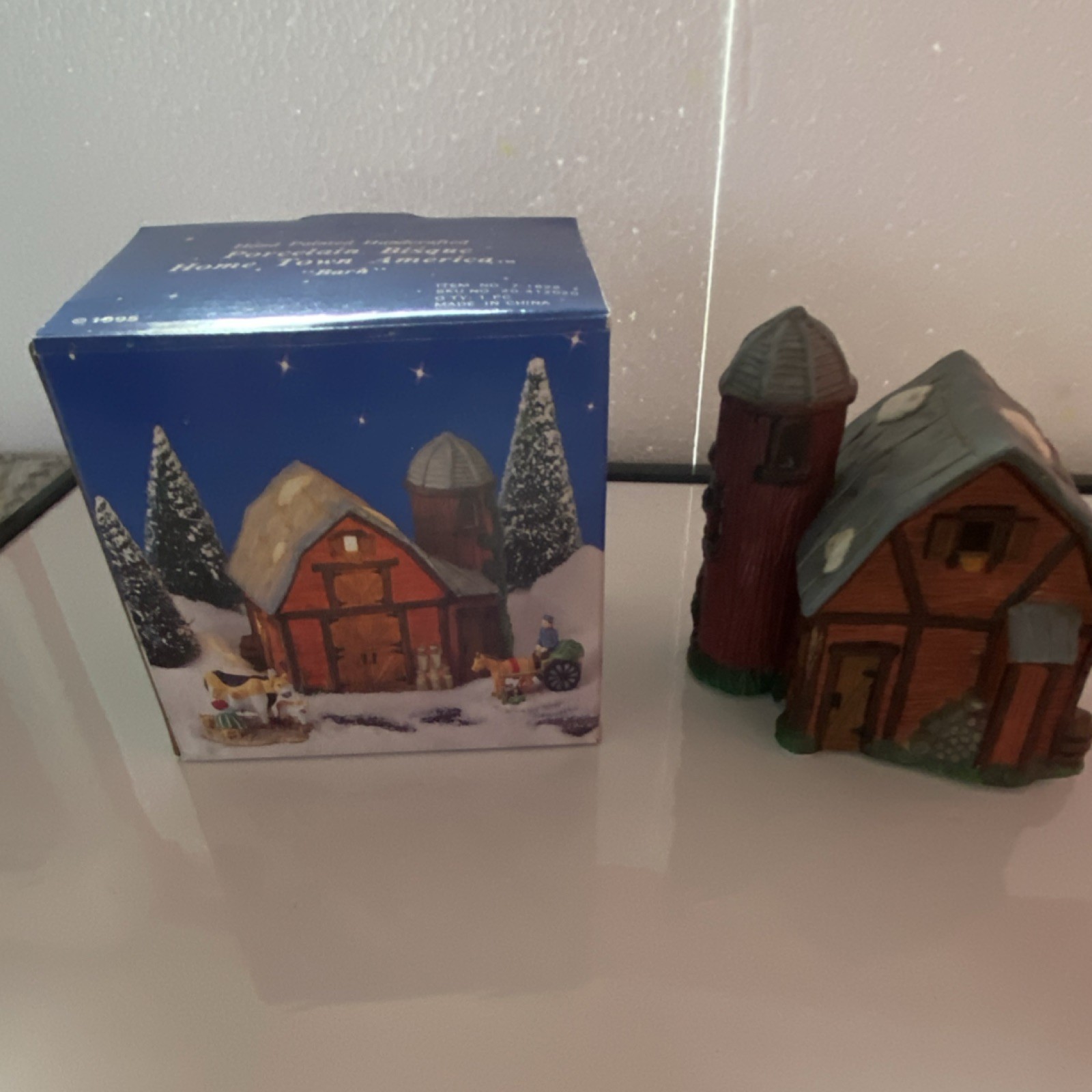Home Town America Porcelain Bisque Barn House Christmas 1995 Collection