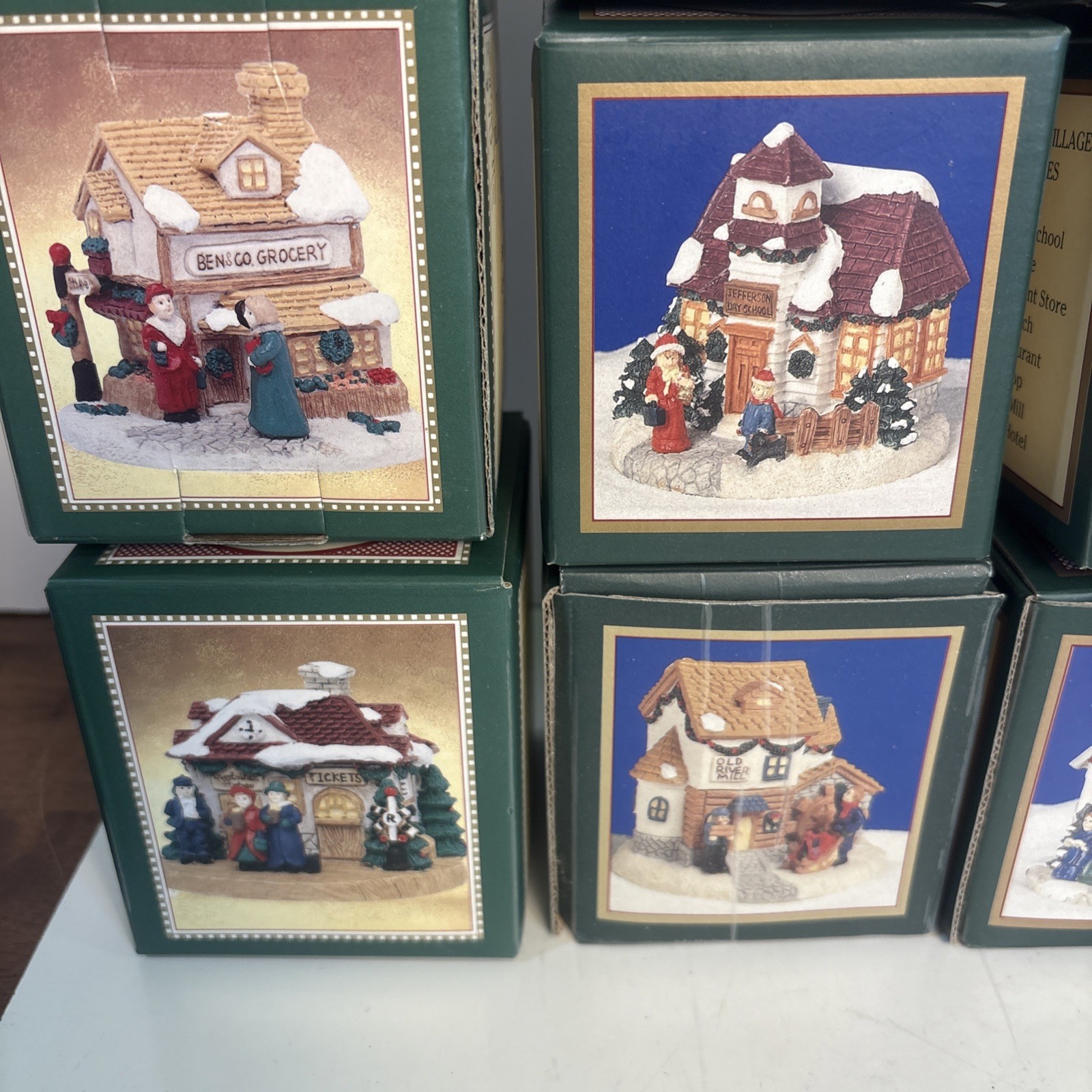 SET OF 12 Christmas Vintage Crystal Falls Village Buildings, 4pc 1992, 8pc 1994