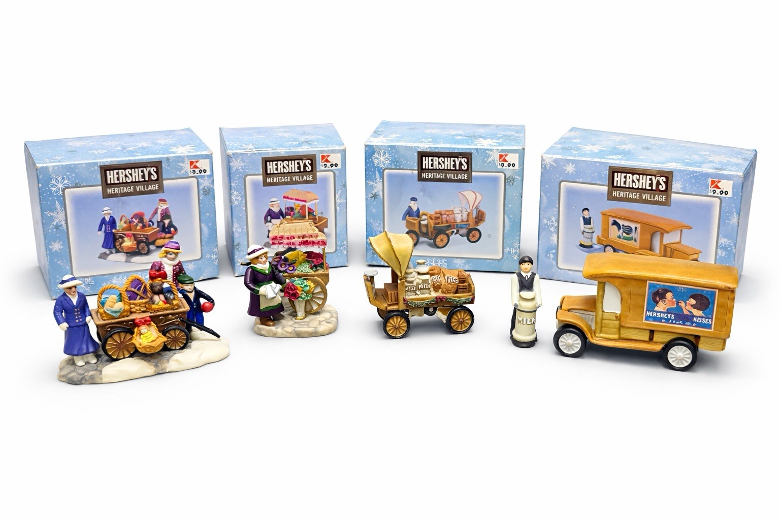 Hershey’s Holiday Village Lot Of 4 With Boxes (see Descriptions