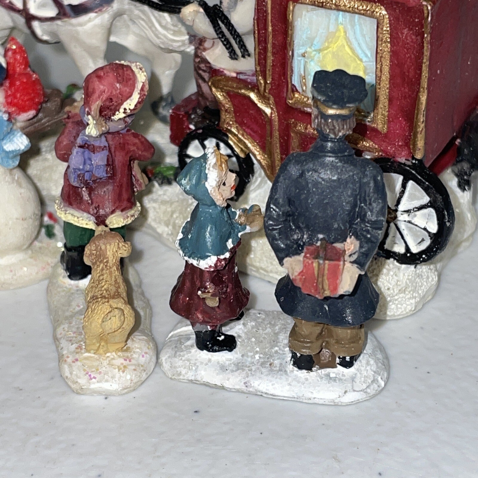 Vintage Christmas Village Figurine Lot Small Resin Village Holiday Figure Lot