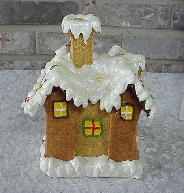 Christmas Gingerbread House Display Tabletop Resin Decorated Box Sterling