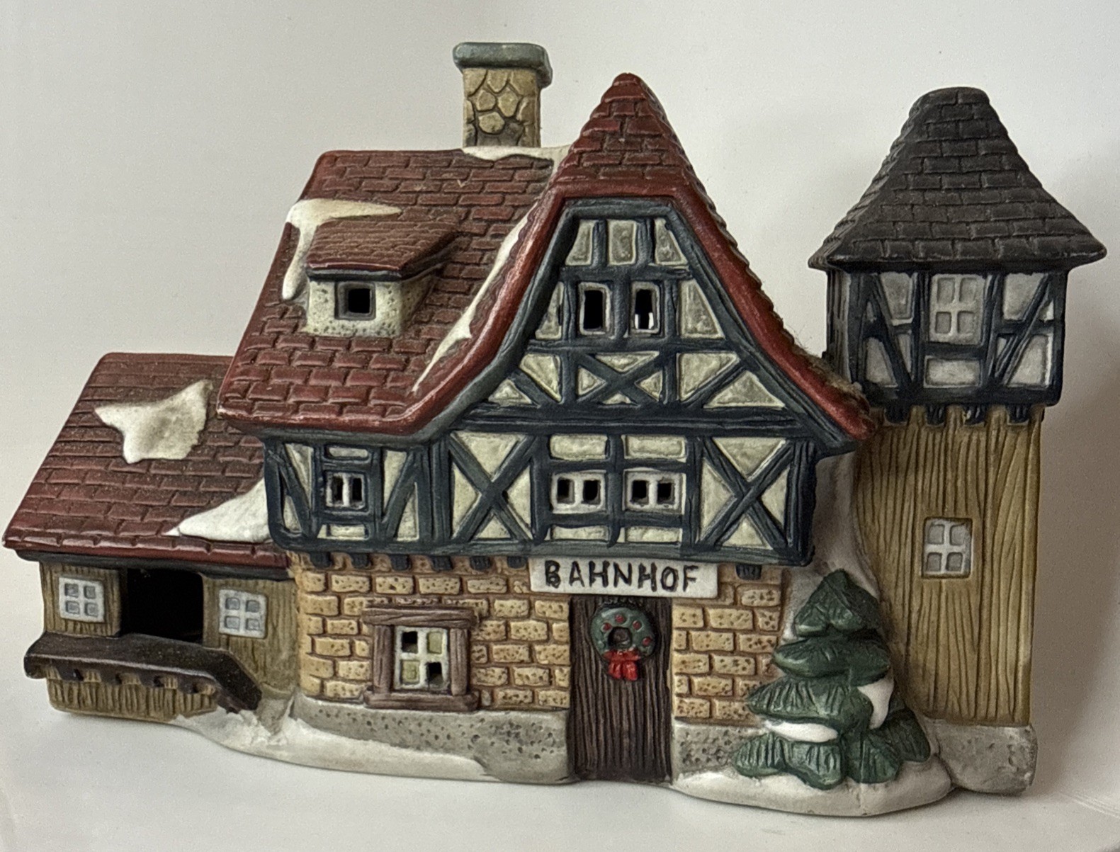 Ceramic Winter Village Railroad Station G. WURM Lighthouse Bahnhof MADE GERMANY