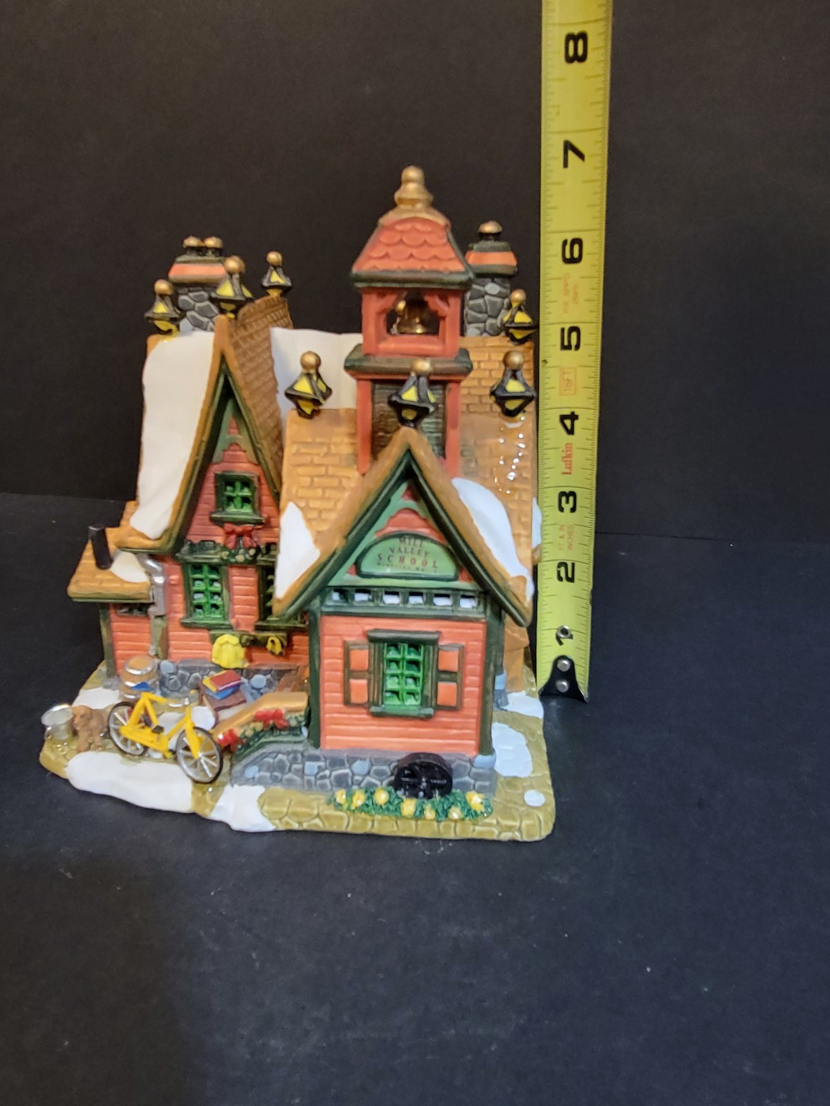 Lemax Christmas Holiday Village Mill Valley School 45021 Bicycle Dog Country