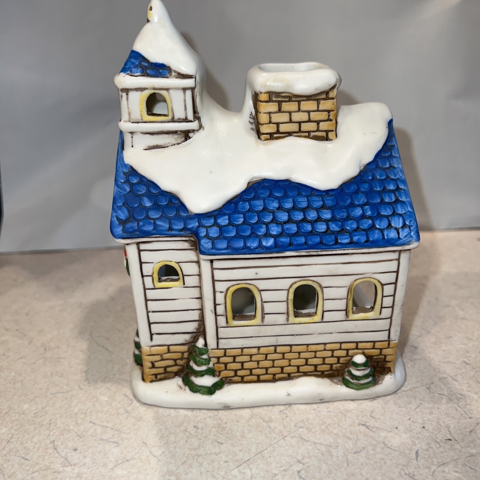 Lefton Byron Wood 1988 Hand-Painted Tea Light Colonial Village Church #06986