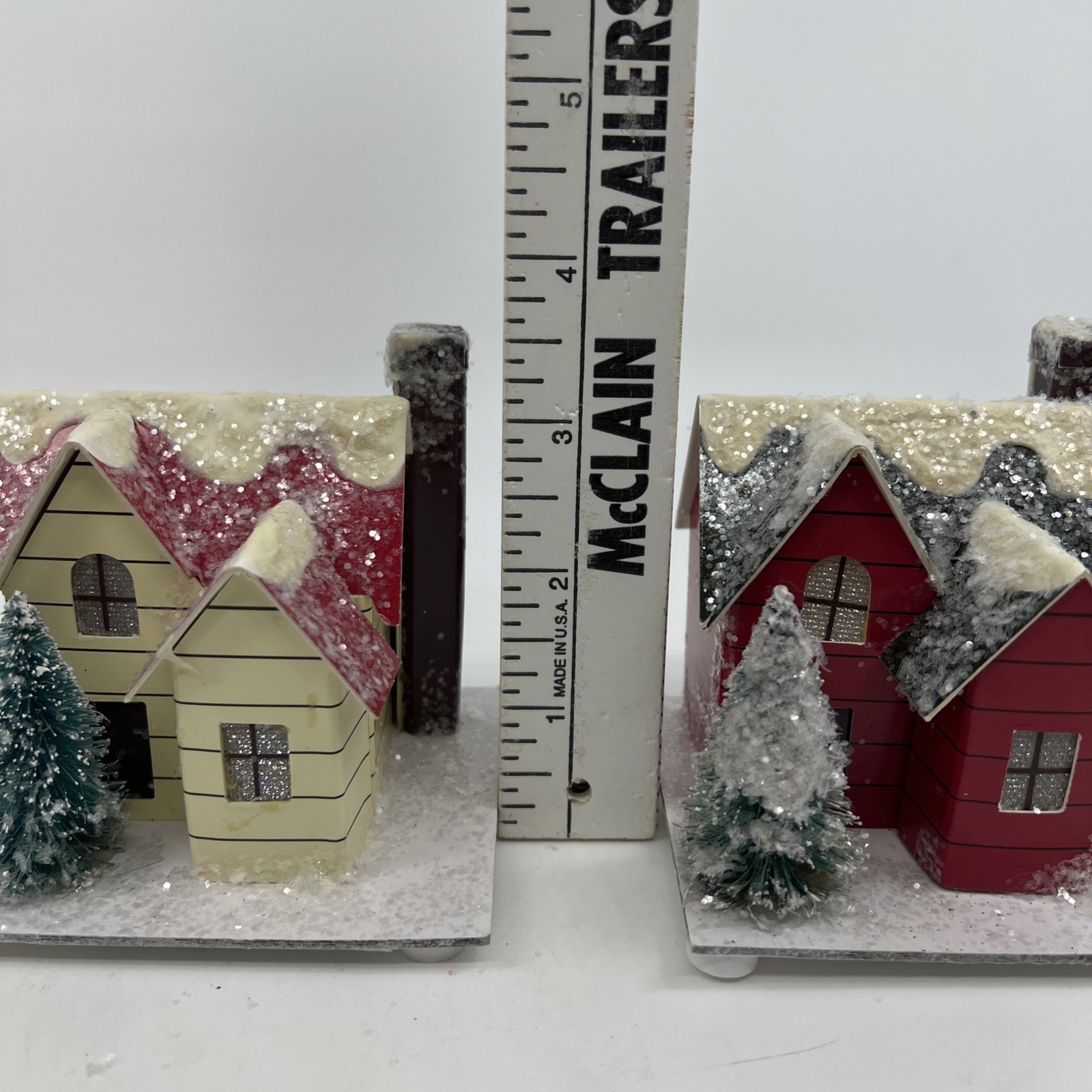 3 LED Paper Glitter House Red Christmas Village 2 2013 Target & 1 Jo-Ann Working