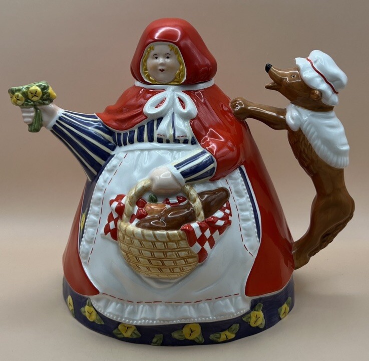 DEPT 56 Story Book Tea Pot Little Red Riding Hood Big Bad Wolf Retired No Box