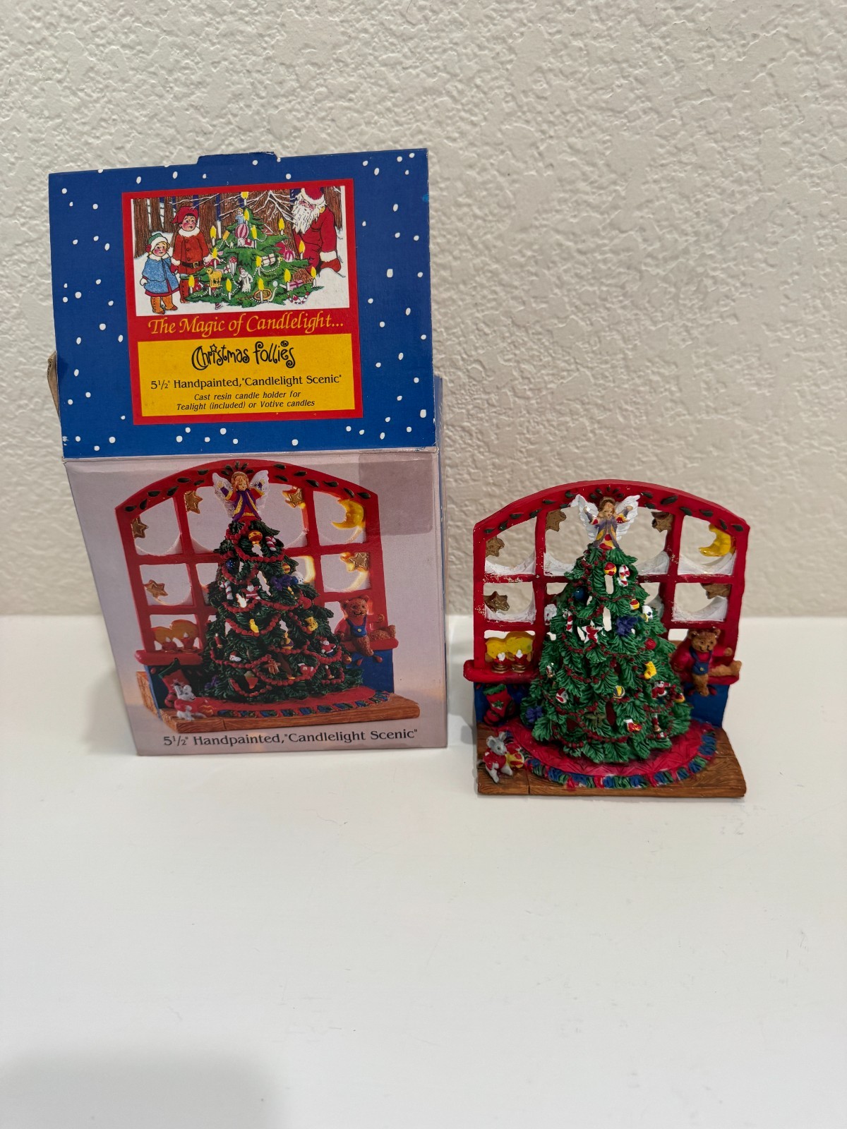 1995 Holiday Workshop Christmas Follies Candlelight Scenic Handpainted Holder