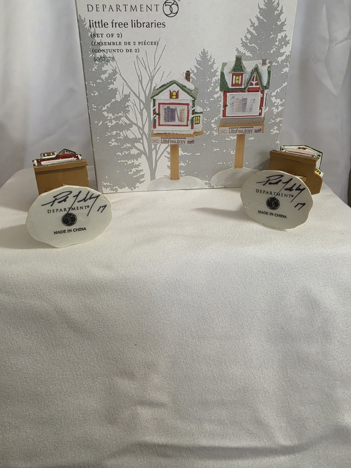 Department 56 Little Free Libraries #4057578 Signed 2017 Artist Signed Set w/ Bo