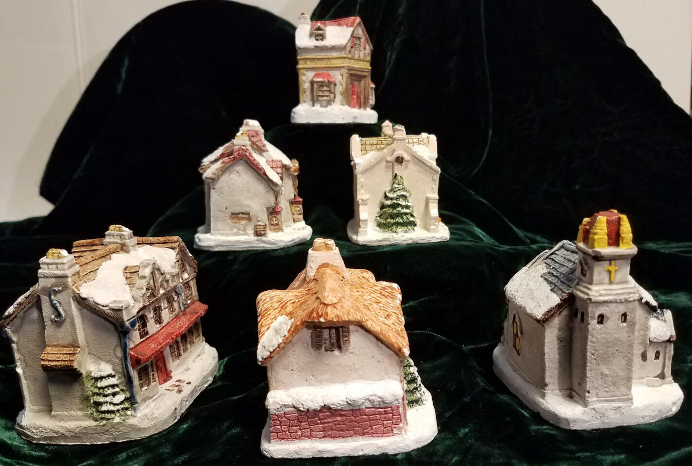 Lot of 6 Dickens Christmas Scrooge Cratchit Butcher Church Toy shop 1988 RSVP