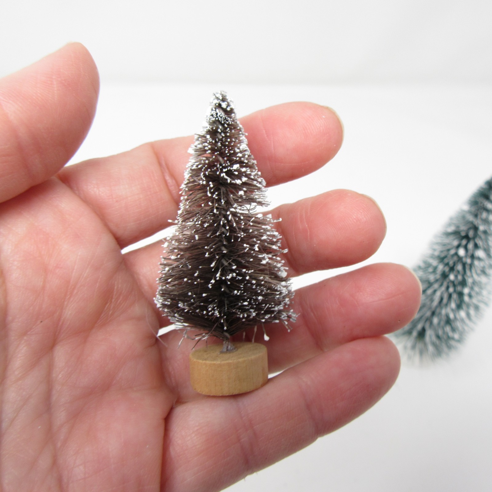 Bottle Brush Mini Trees Snow Flocked Christmas Village 2.5 to 6″ set of 6