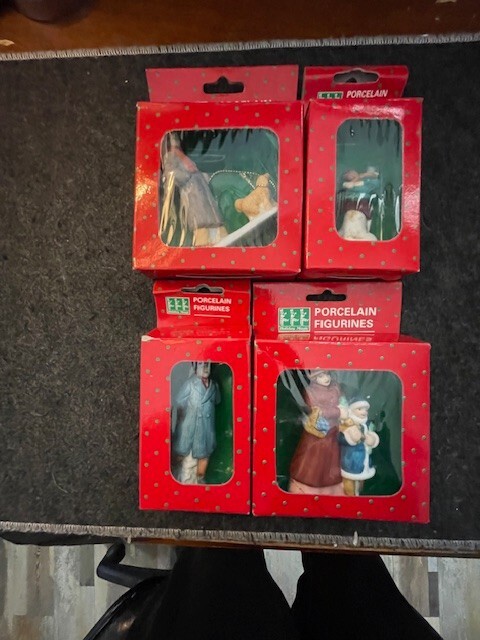 Vintage porcelain People Figures Christmas Village Approximately 3 Inches Tall