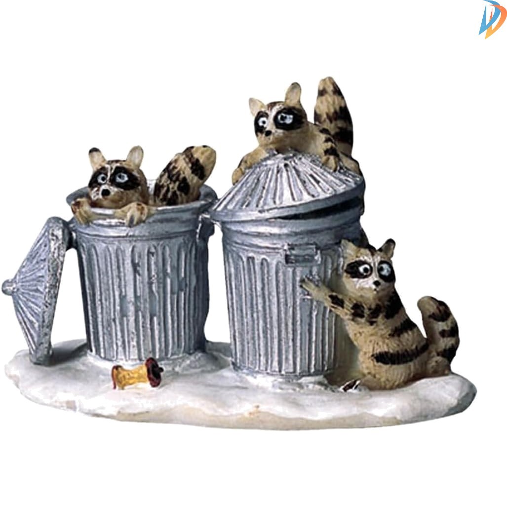Whimsical Multicolor Racoon Trash Bandit Figurine for Festive Christmas Decor