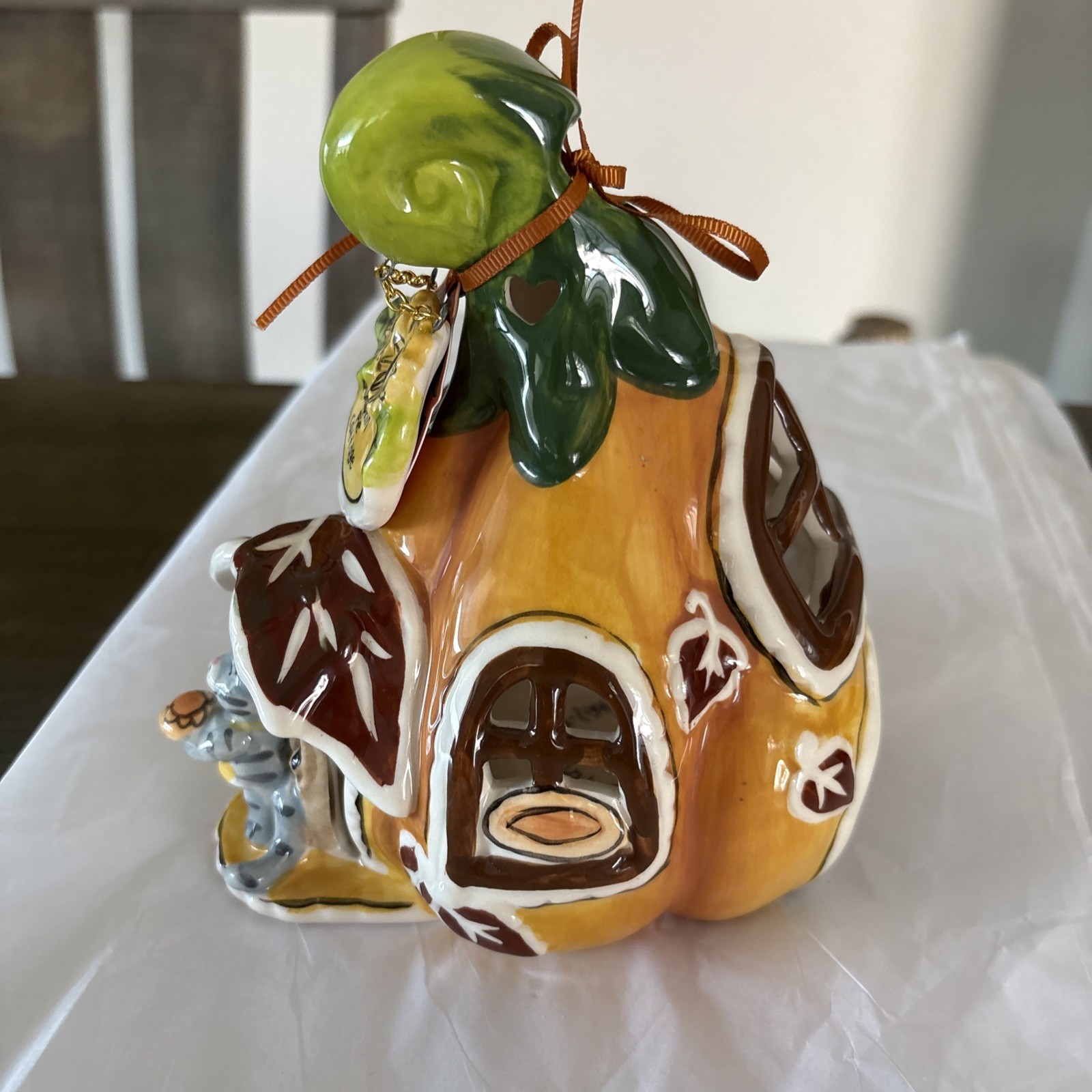 Blue Sky Clayworks Pumpkin Pie Candle House, FALL Village House, NEW
