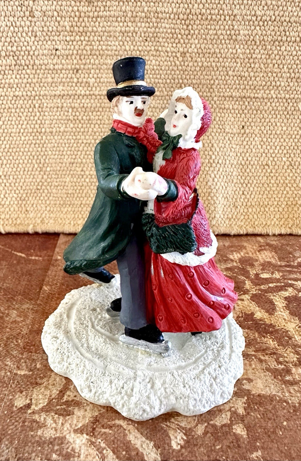 Vintage 90s Mervyn’s VILLAGE SQUARE Christmas Figurine (Ice Skating Couple)