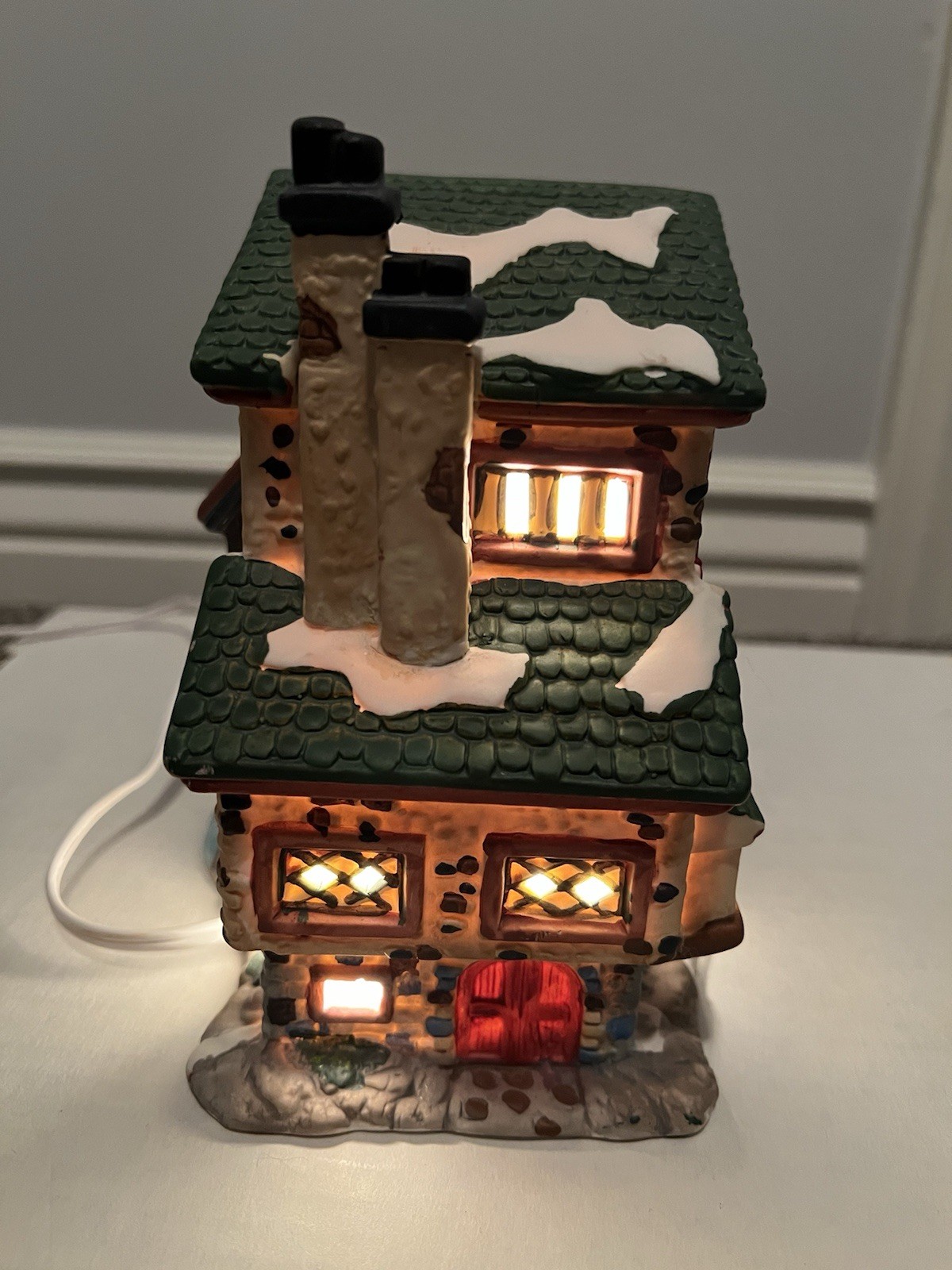 Christmas Streets Tally Ho Tavern 1999 lighted building Village With Cable