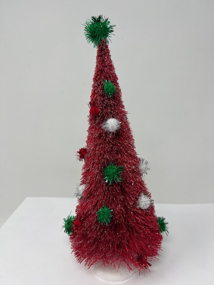 Dept 56 Christmas Village Tinsel Ball Trees #52971 2001 Red Green White
