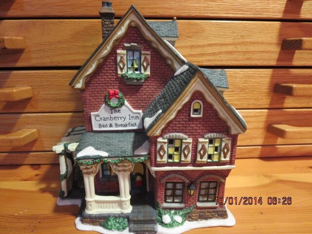 LARGE CERAMIC INN-BED AND BREAKFAST DECORATED FOR THE HOLIDAYS –#R10-4