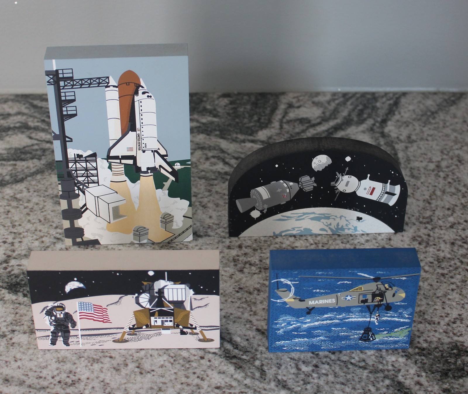 Cat’s Meow set of 4 Space Flight Series, Space Shuttle, Mercury, Apollo, Soyuz