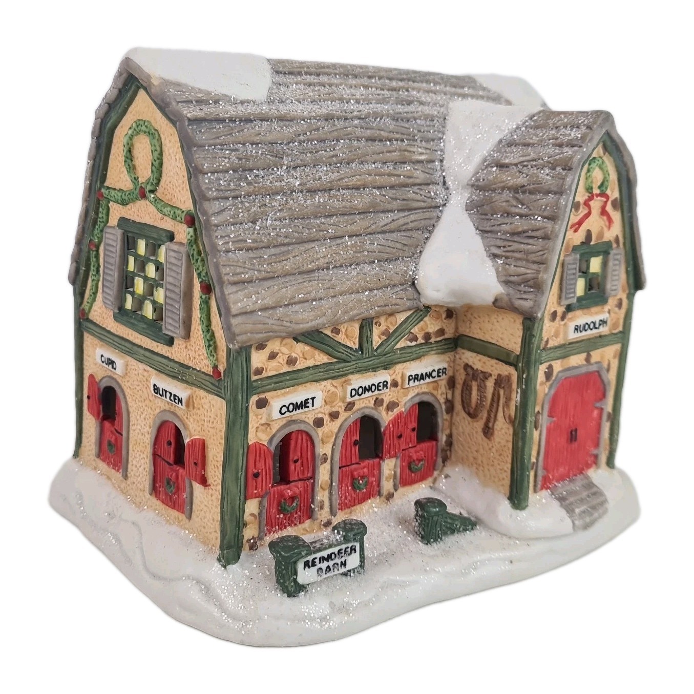 🚨Kringle Mountain North Pole “Reindeer Barn” 33363 Christmas Lighted House Vntg