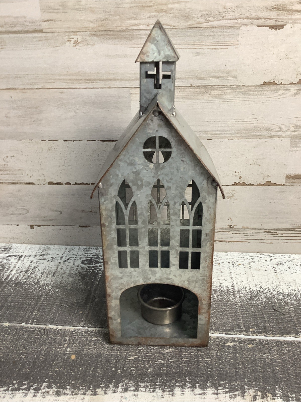 Pottery Barn Galvanized Church 11″ Tall