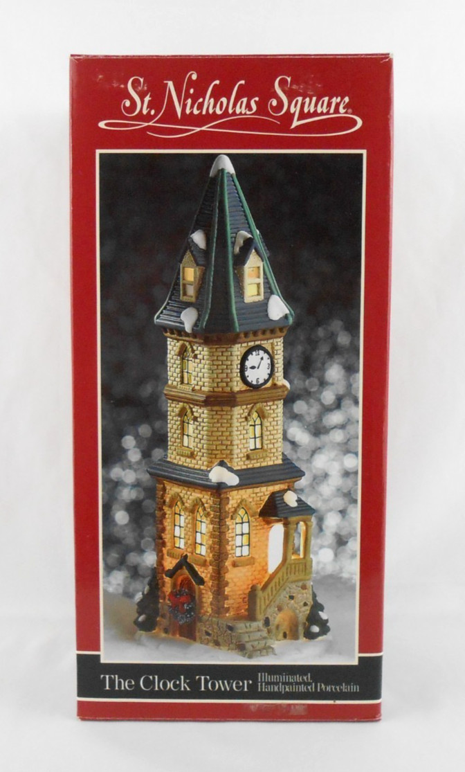 St Nicholas Square The Clock Tower Illuminated Porcelain Holiday Display 1998