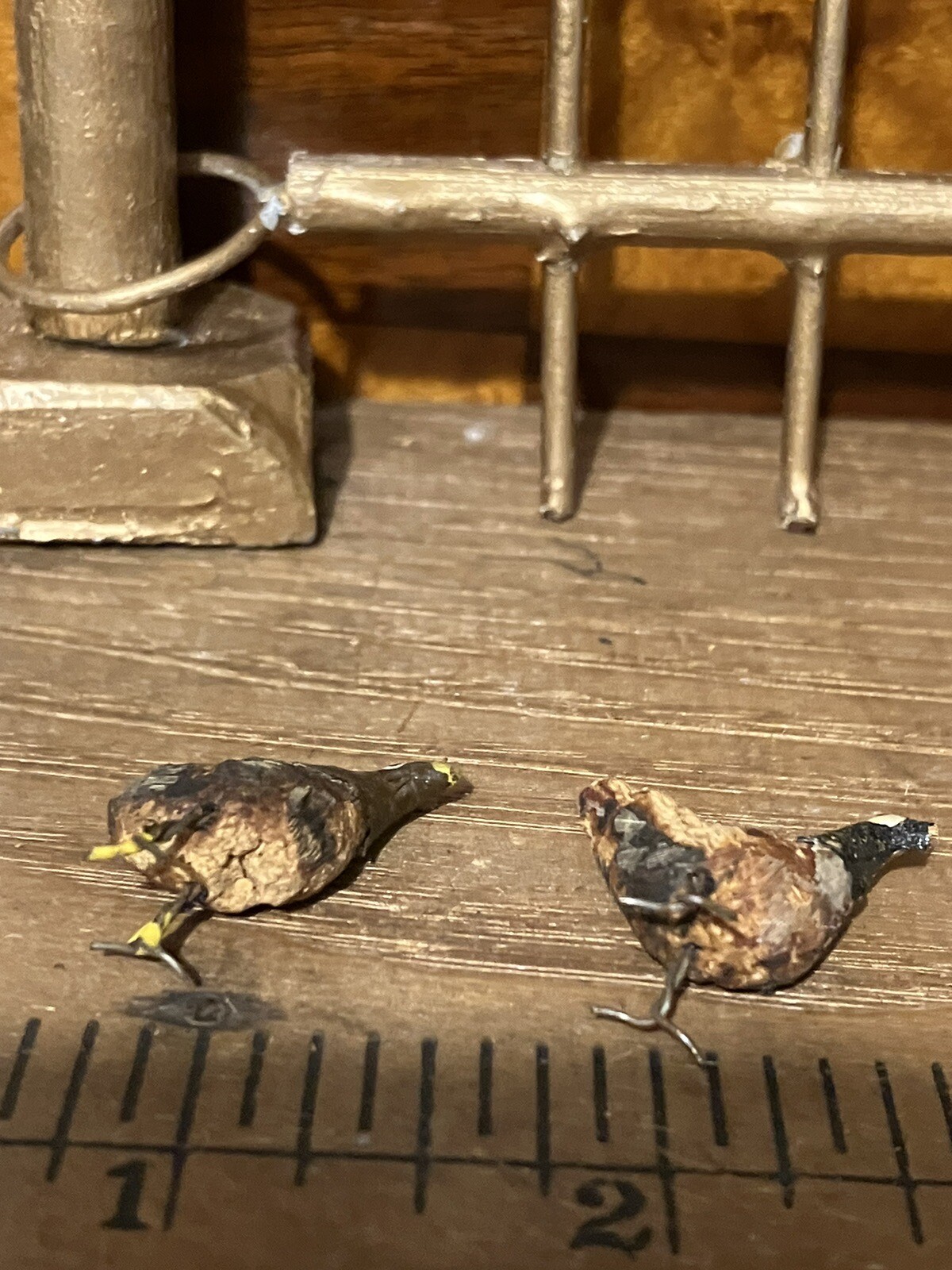 ANTIQUE Miniature FOLK ART ERZGEBIRGE Wood Carved German Bird Chickens Lot 6