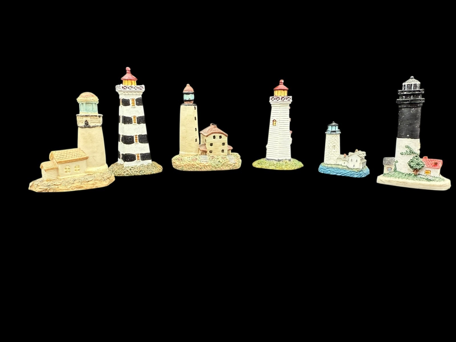 Mini Light House Collection Of 6 Ceramic Christmas Miniature Decorative Set