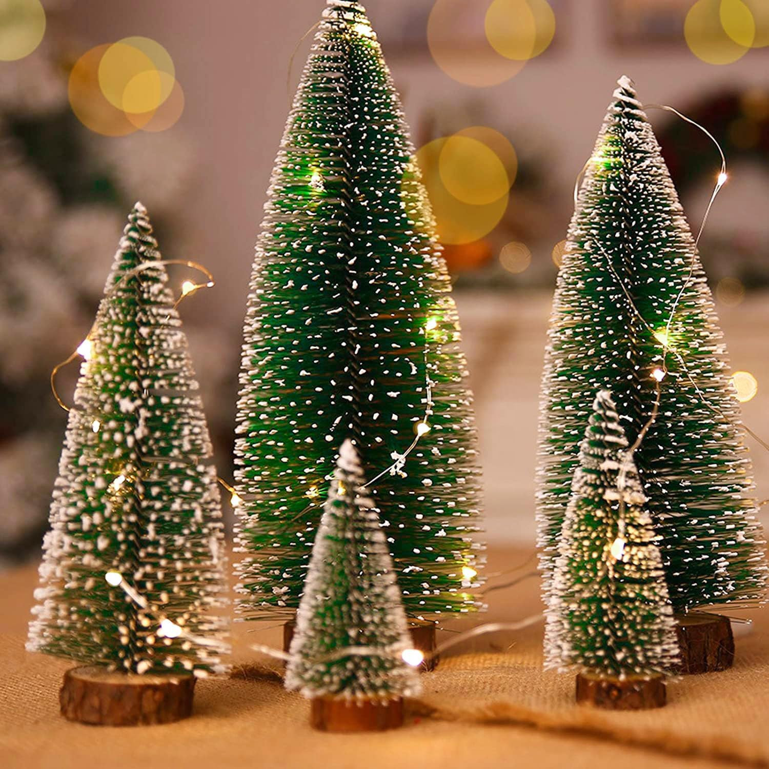 9 Pieces Bottle Brush Christmas Trees, Christmas Village Accessories, Christmas