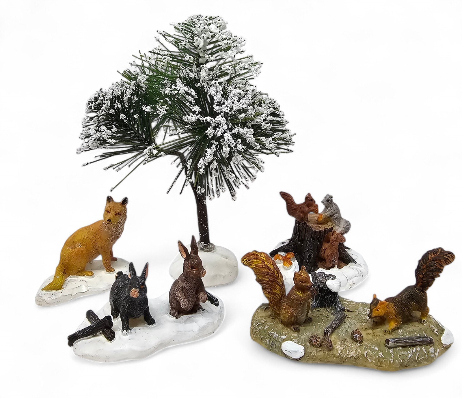 Lemax Christmas Village WOODLAND ANIMALS Bunnies Fox Squirrels Trees Figurines