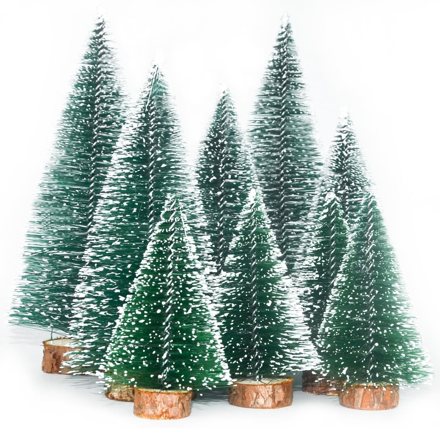 9 Pieces Bottle Brush Christmas Trees, Christmas Village Accessories, Christmas