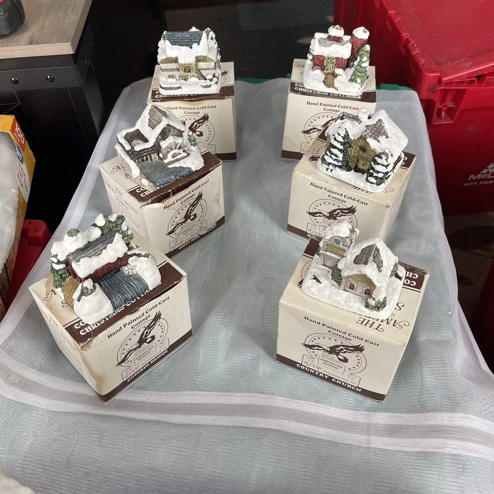 #416 1989 American Rustic Series Vintage Country Christmas Cottages Complete Set