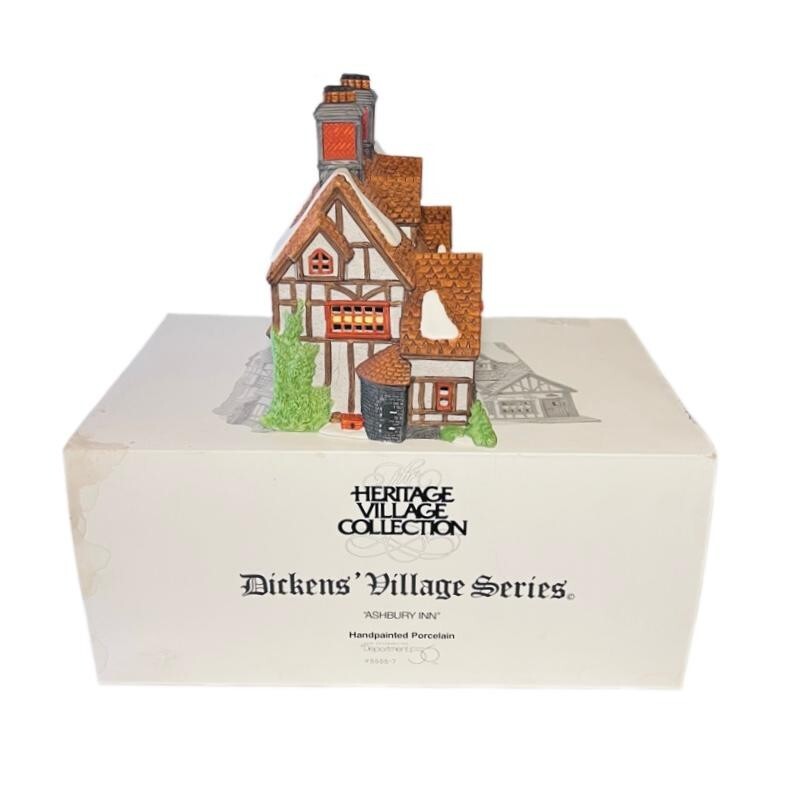 Vintage 1991 Ashbury Inn 5555-7 Dicken’s Village Heritage Hand Painted Porcelain