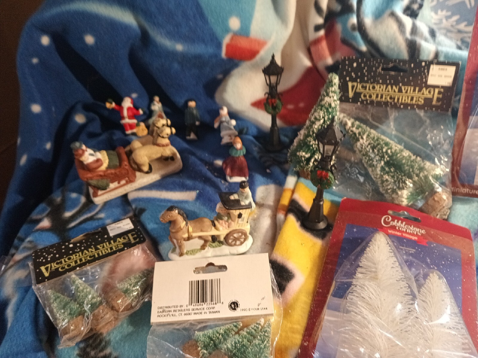 Small Glass Christmas Village With Flocked Trees In Various Sizes 1 In To 4 In
