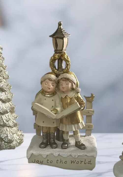 Christmas Tree Village carolers 1 Pc TOP QUALITY 10” Gold, Silver Glitter