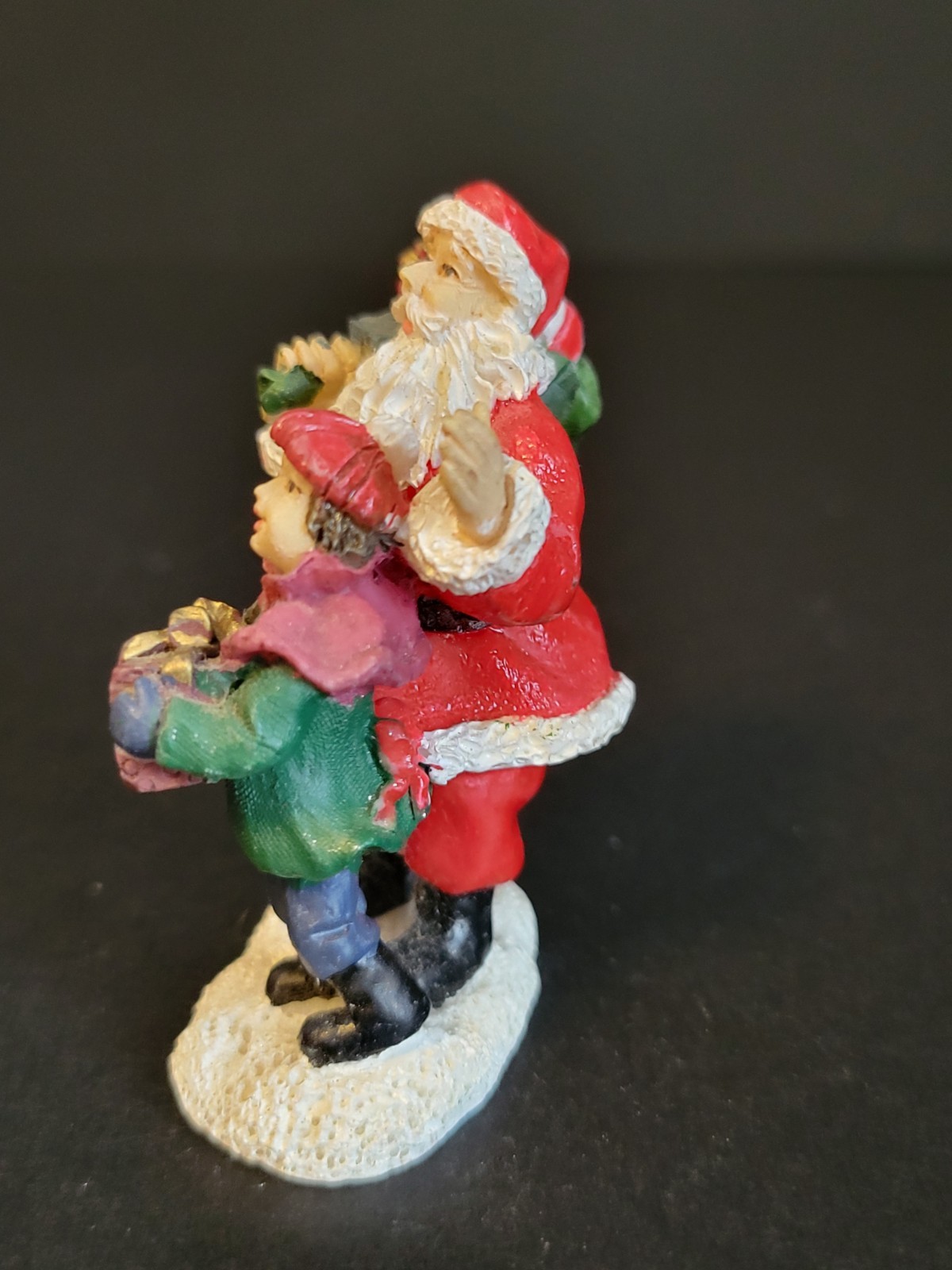 St. Nicholas Square Christmas Village Santa with Boy and Presents